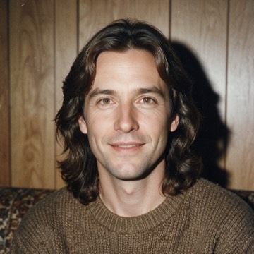 Family album flash 80s AI Photo example: the same portrait in the family album flash style