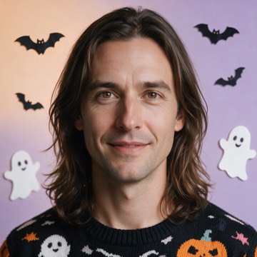 Cute Halloween PFP example: the same portrait in the cute halloween style