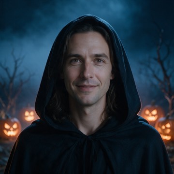 Spooky night Halloween PFP example: the same portrait in the spooky night style