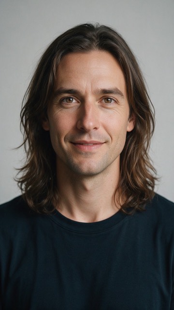 The plain studio portrait used as the input for every example
